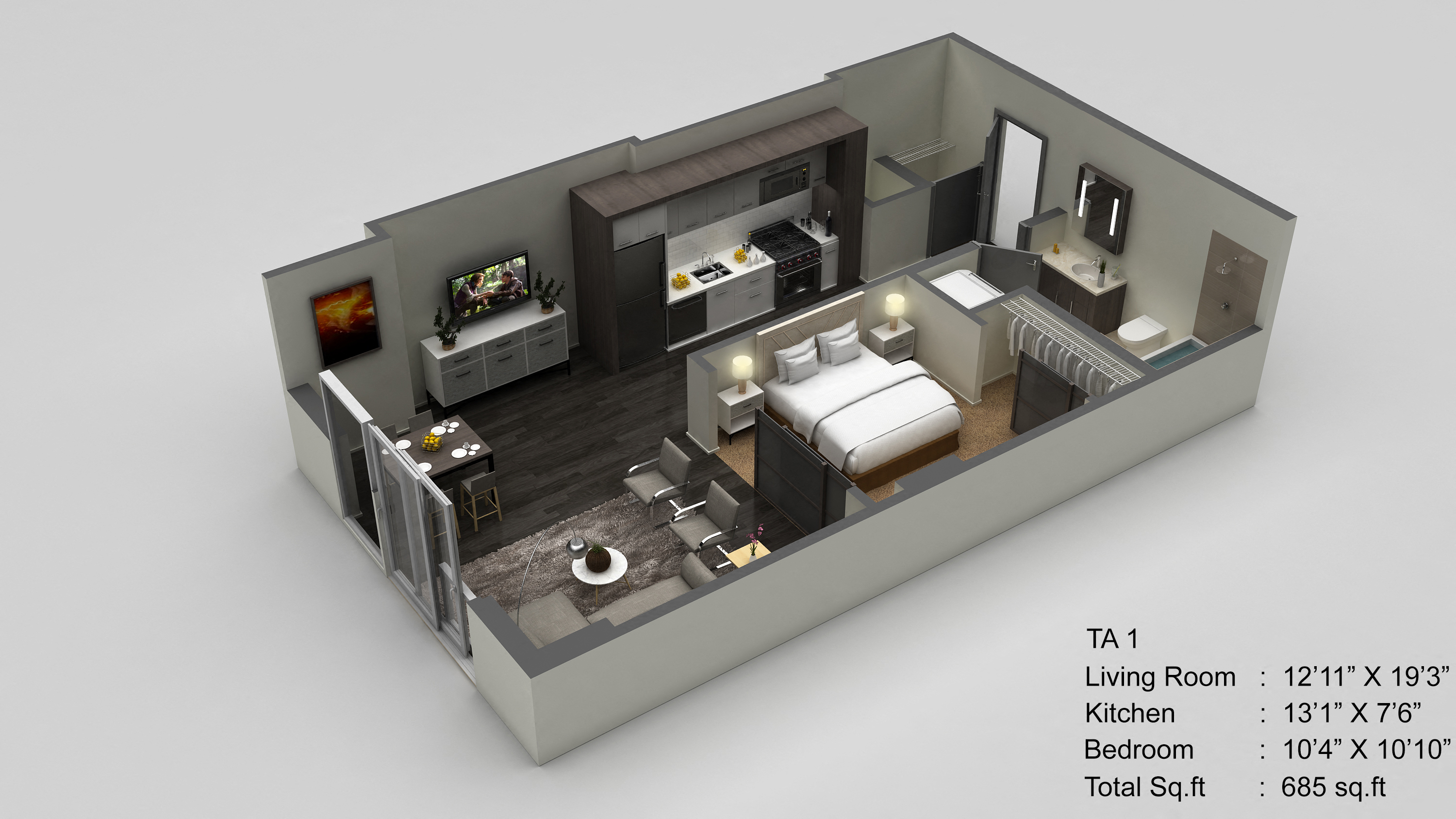 Block 17 Apartments TA 1 3D Floor Plan